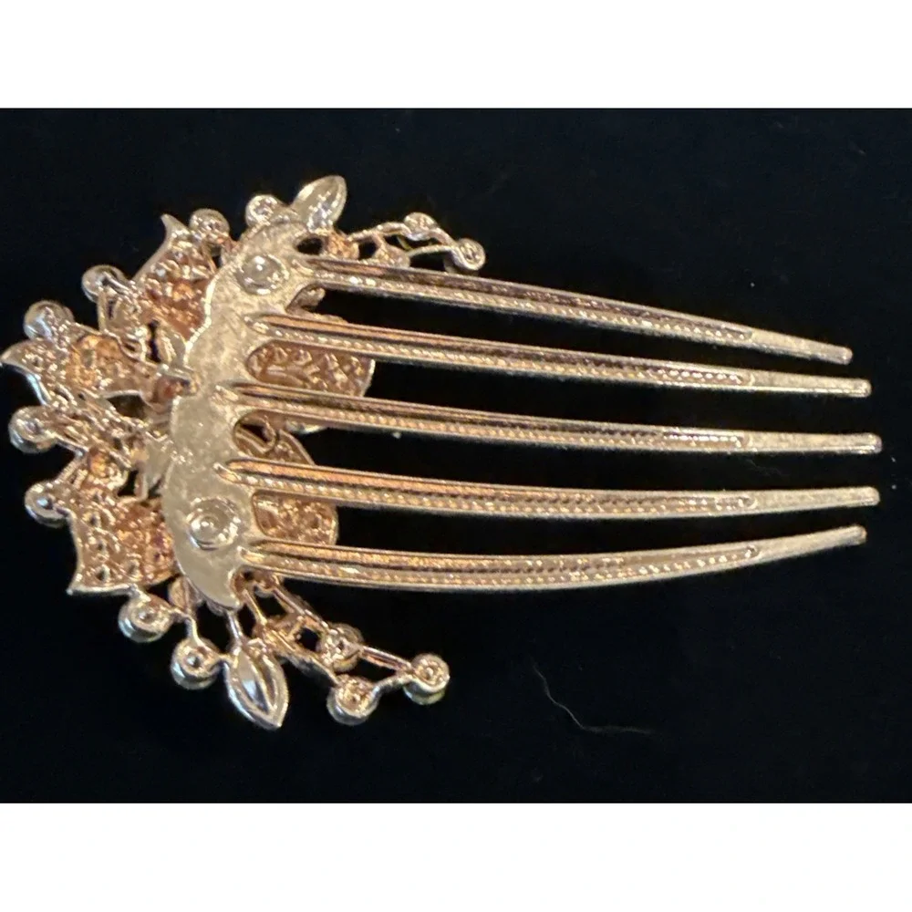 Vintage Style Decorative Floral Hair Comb‎ InLaid With Colorful Rhinestones Boho